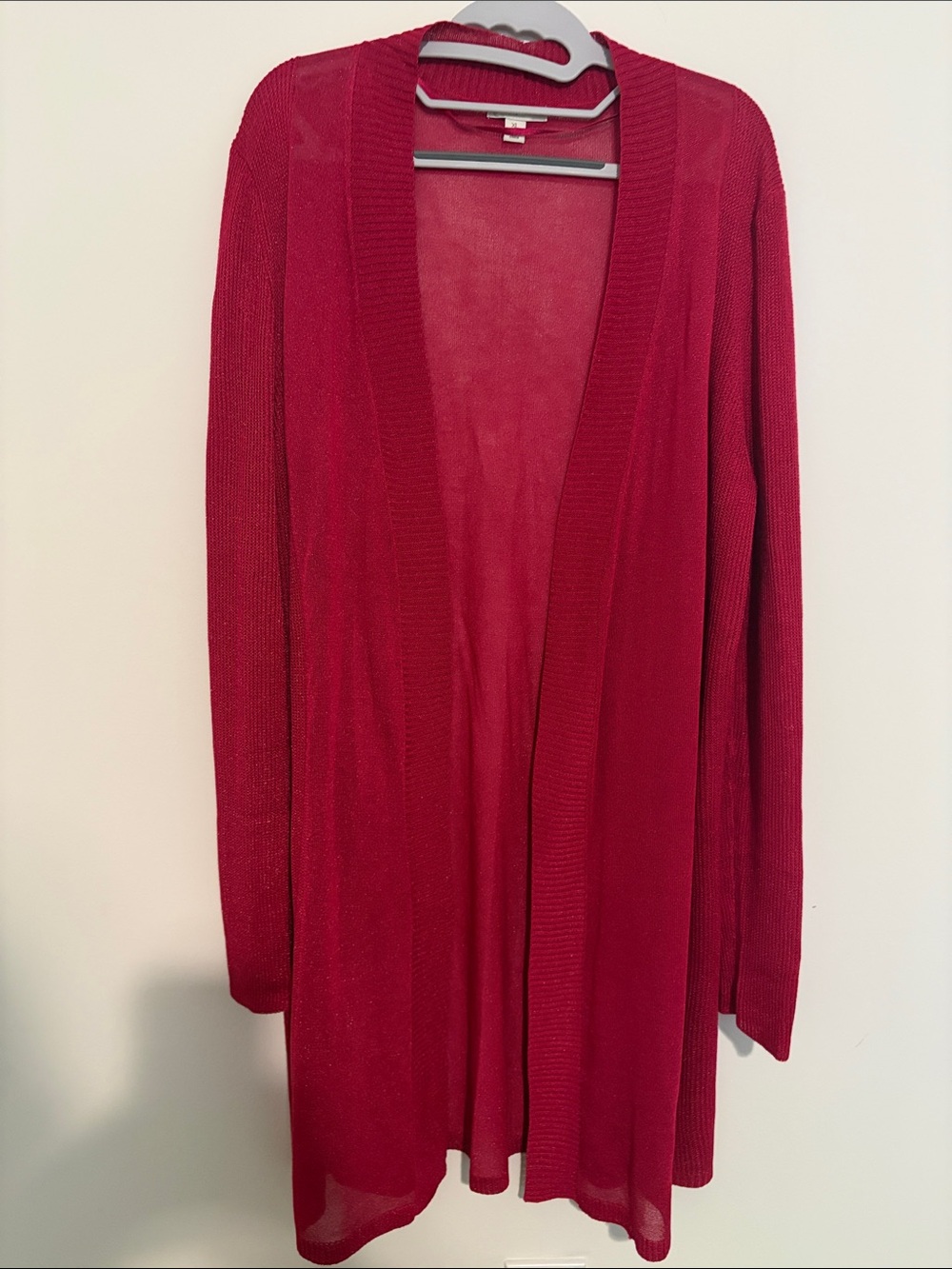 Women's Open-Front Long Cardigan Sweater - Deep Pink